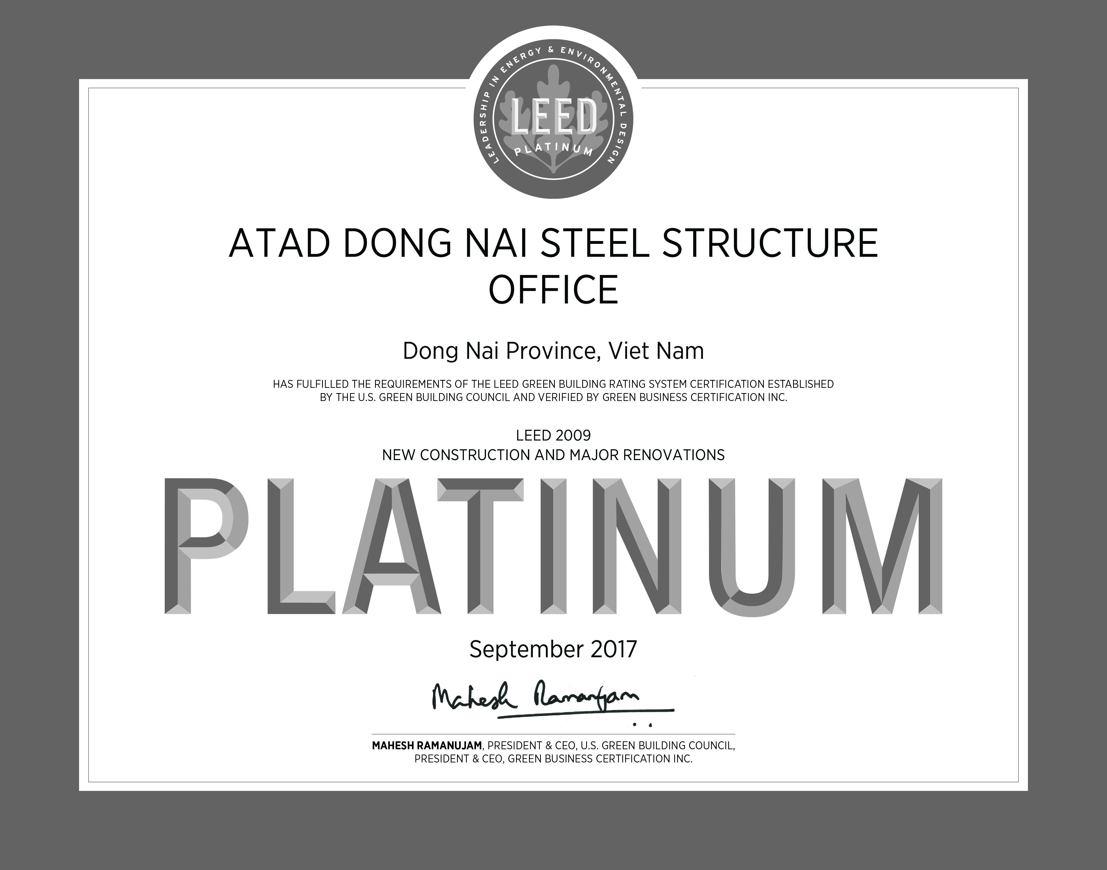 ATAD Dong Nai achieves both LEED Gold and LEED Platinum certification ...