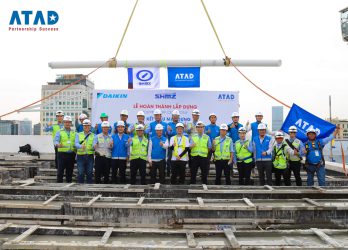 Topping Off Ceremony The Last Steel Beam On The Facade Of Daikin Tower