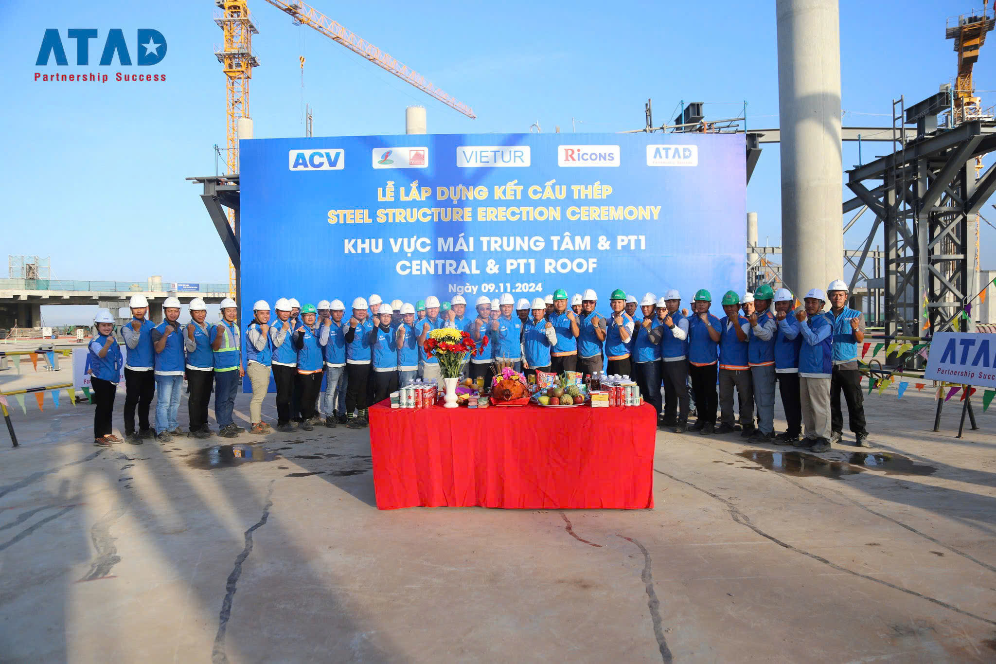 ATAD Organizes  Steel Structure Erection Ceremony For Roof Of Central Area & PT1 At Long Thanh International Airport