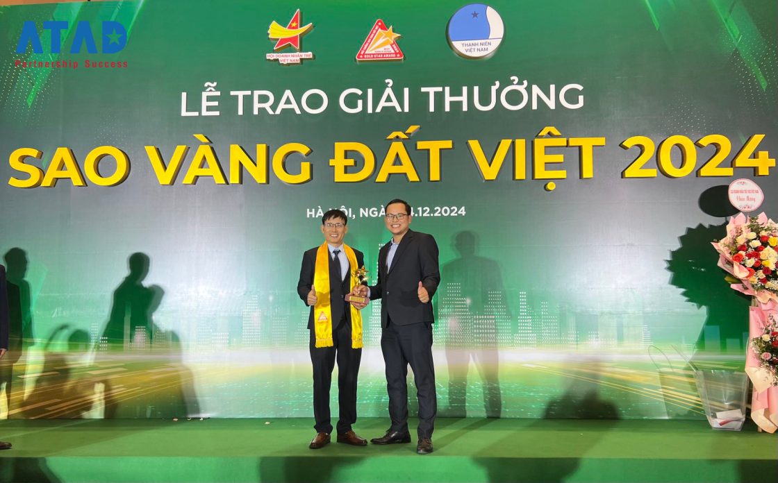 Đại diện Ban lãnh đạo của ATAD tham dự lễ trao giải thưởng Sao Vàng Đất Việt 2024 