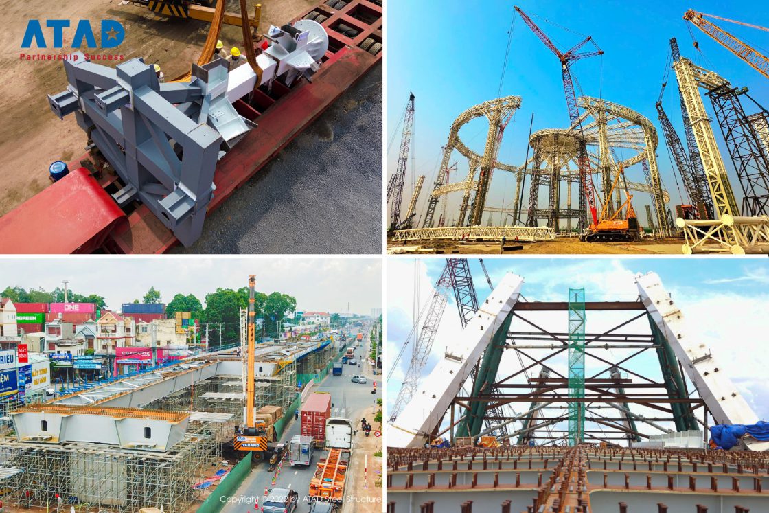 Steel frames - Lattice and arch structures - Steel bridges - Prestressed structures.